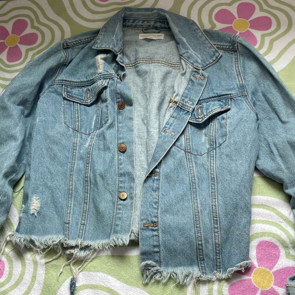 NATIVE DAUGHTERS distressed jean jacket